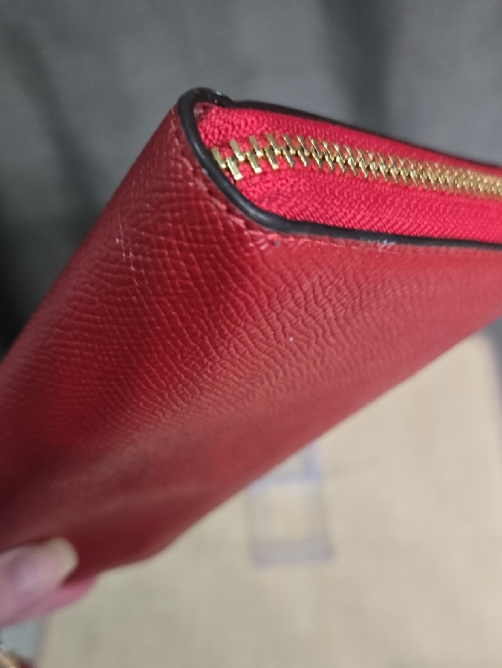 Coach Red Saffiano Zip-Around Wristlet Wallet with Detachable Strap - Picture 4 of 13